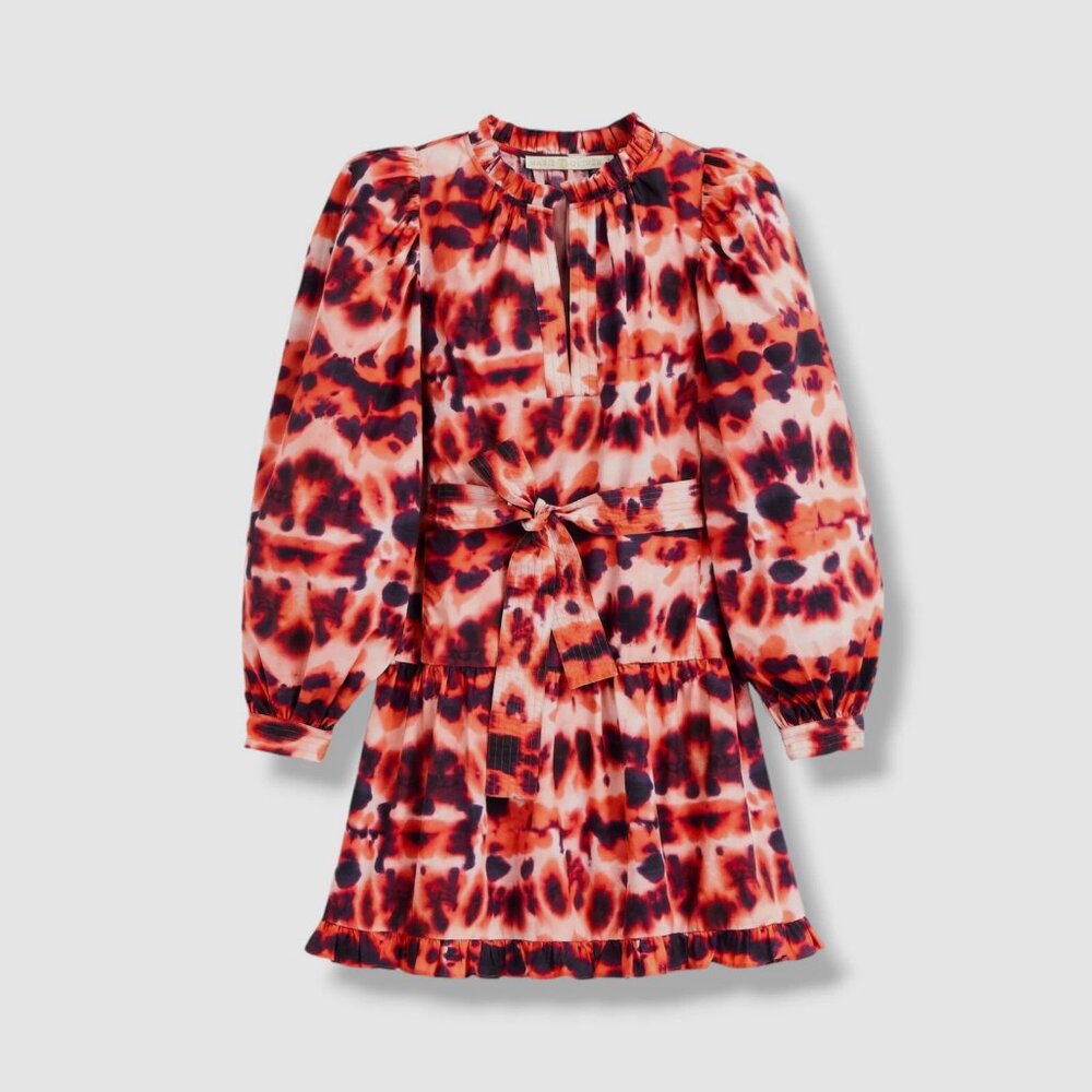 MARIE OLIVER XS Nella Puff Sleeve Ruffle Tiered Skirt Mini Dress